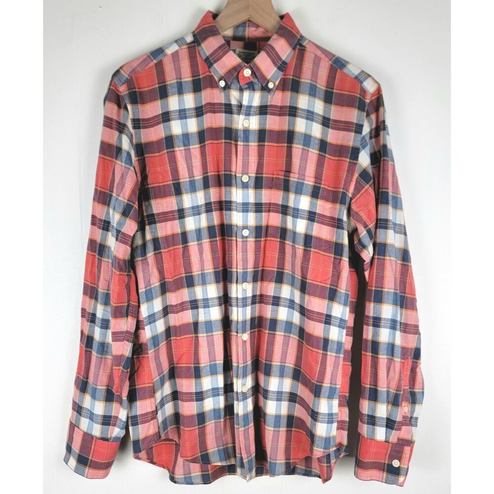 Tailored By J Crew Mens M Button Down Shirt Long Sleeve Multicolor Summer Plaid